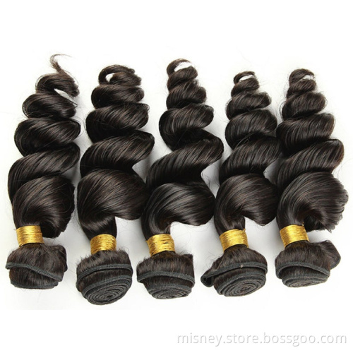 Virign Hair Brazilian Hair Weave Bundles Remy 100% Human Hair Extensions Loose Wave Hair Natural Color 8-26 Inch Misney Deals